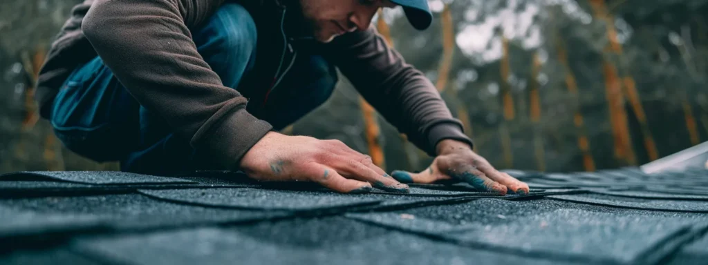 man installing asphalt shingles on a roof