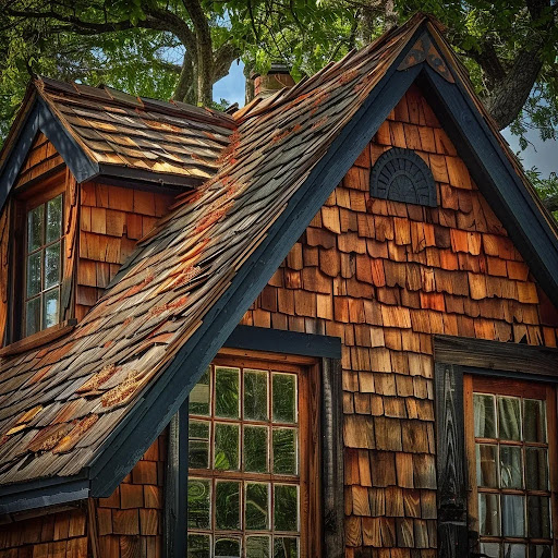 wood shingles on a house